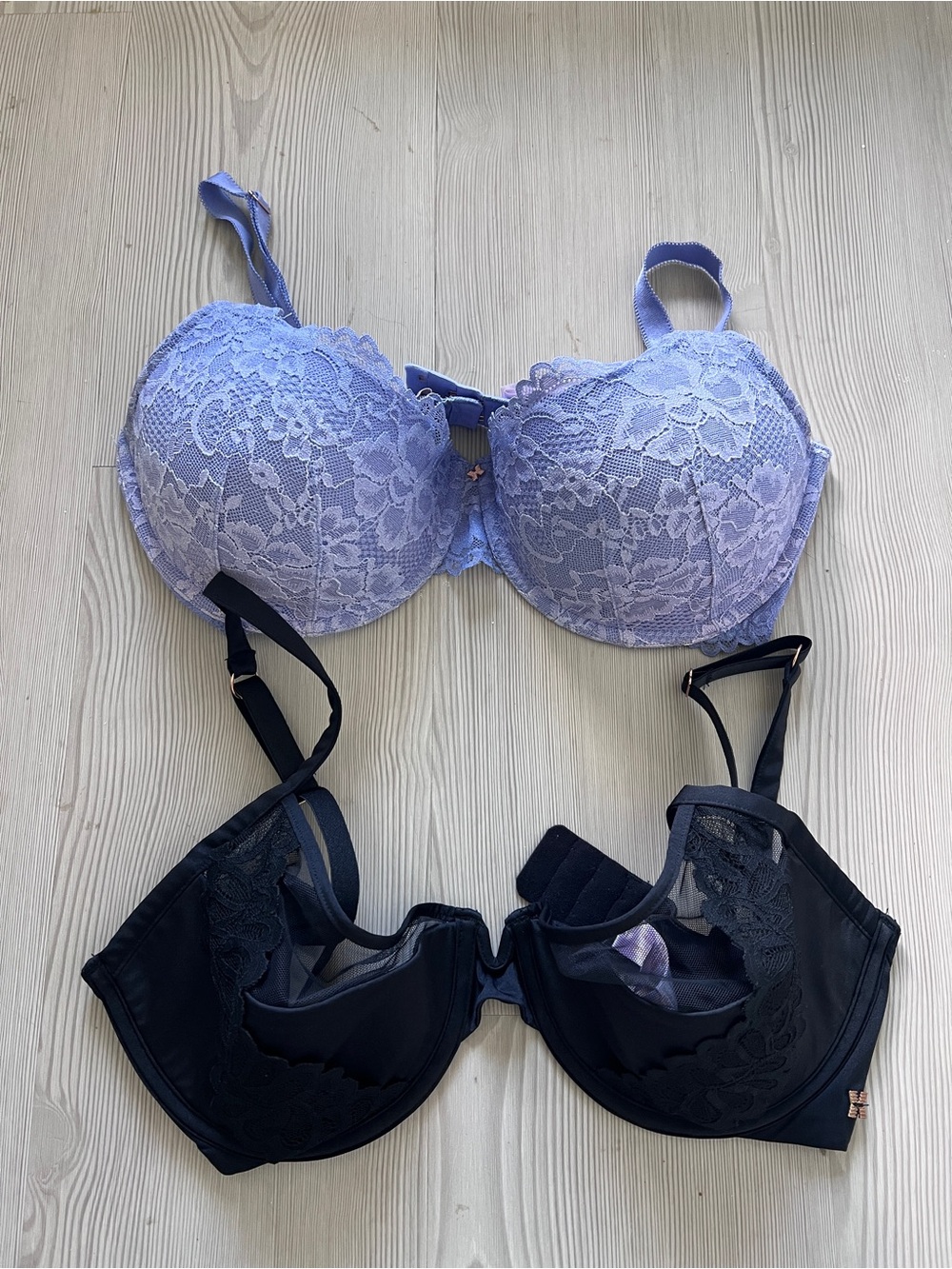 Savage X Fenty Lavender and Black Lace Push-Up Bras